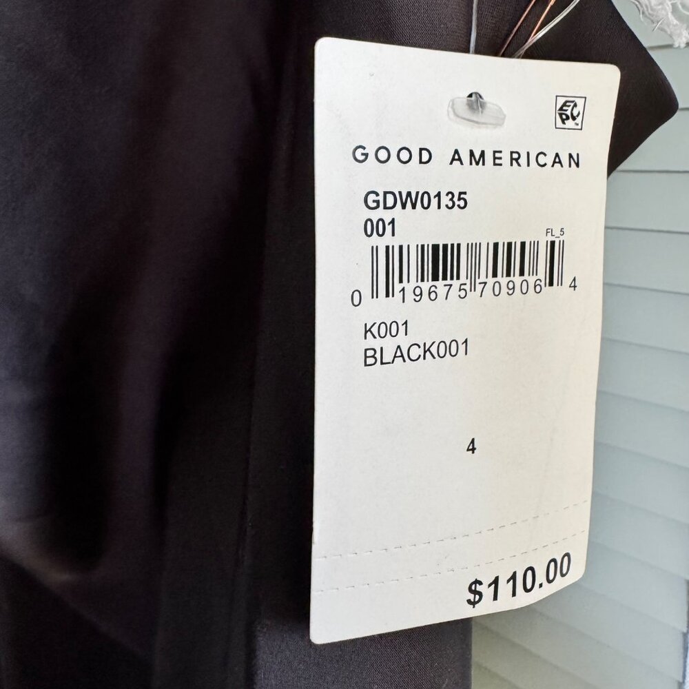 Good American Slip Dress Size 4 Black Cowl Neck Midi Adjustable Straps New Tags - Picture 3 of 10